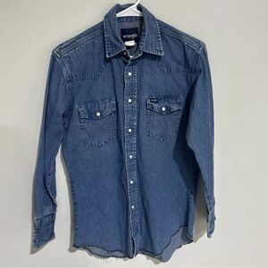 Vintage Wrangler Brush popper Men's Western LONG SLEEVED COLLARED Shirt USA